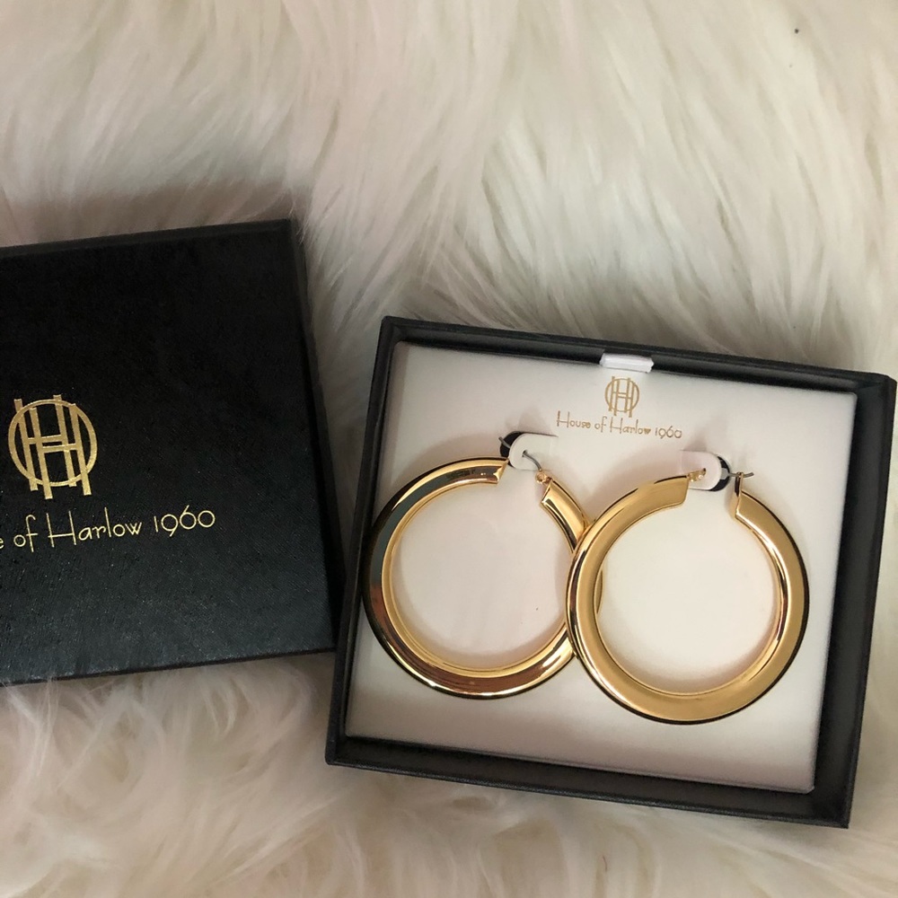 House of Harlow Gold plated hoop earrings